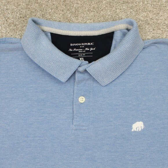 Banana Republic Polo Shirt Mens XL Blue Slim Fit Cotton Short Sleeve Pullover - Picture 5 of 12